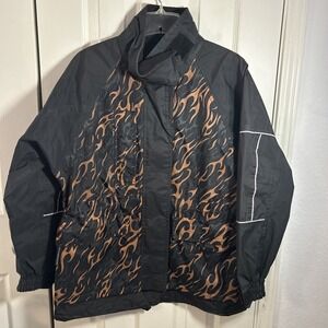 Vtg Harley-Davidson Flame Rain Jacket Hooded Biker Coat Men's Small